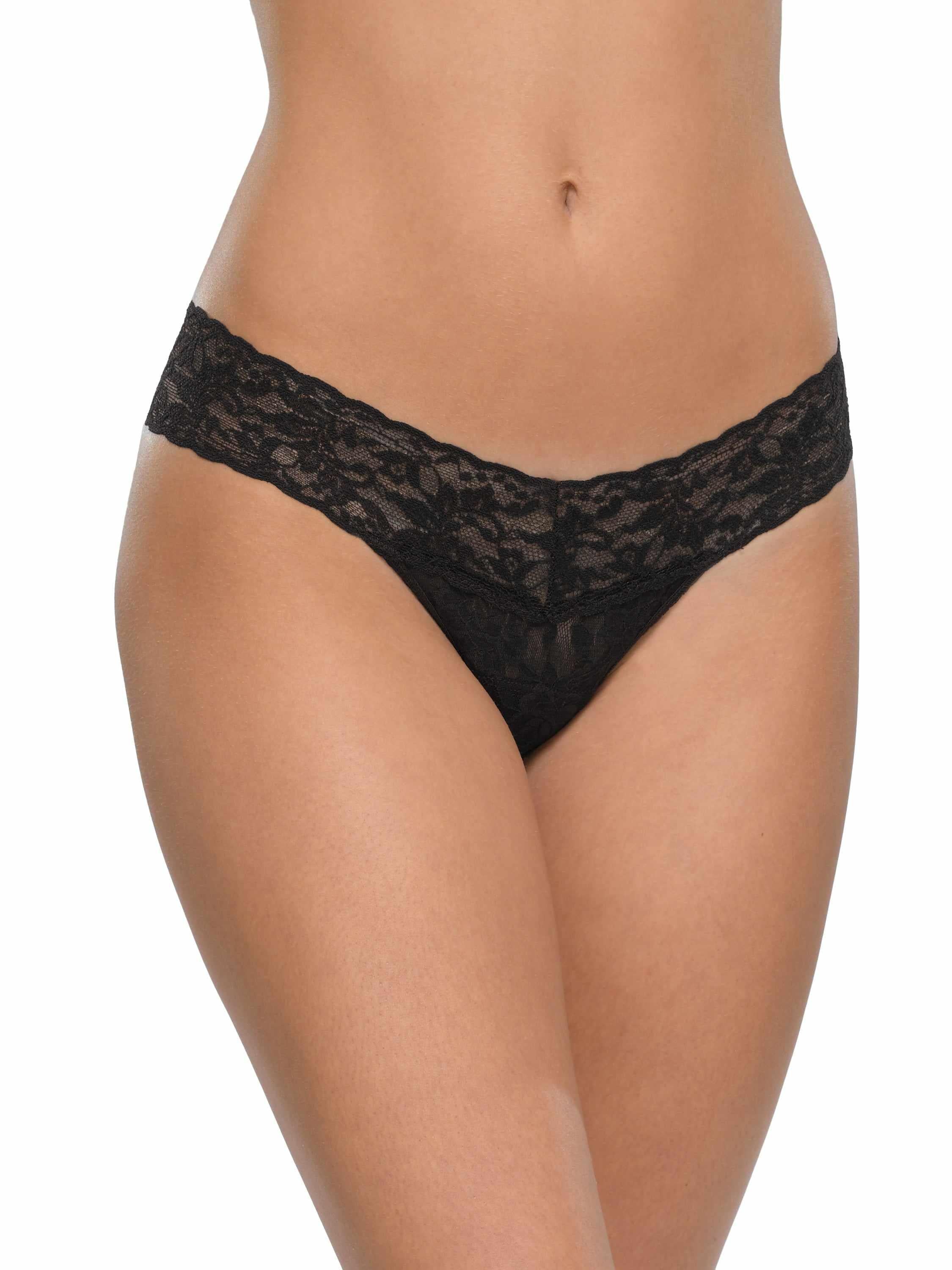 3 Pack Signature LaceĀ® Low Rise Thongs Black - Image 4