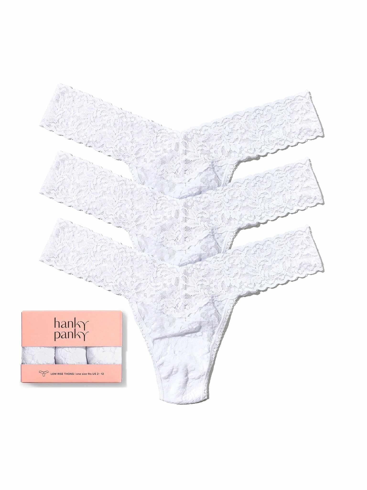 3 Pack Signature LaceĀ® Low Rise Thongs White