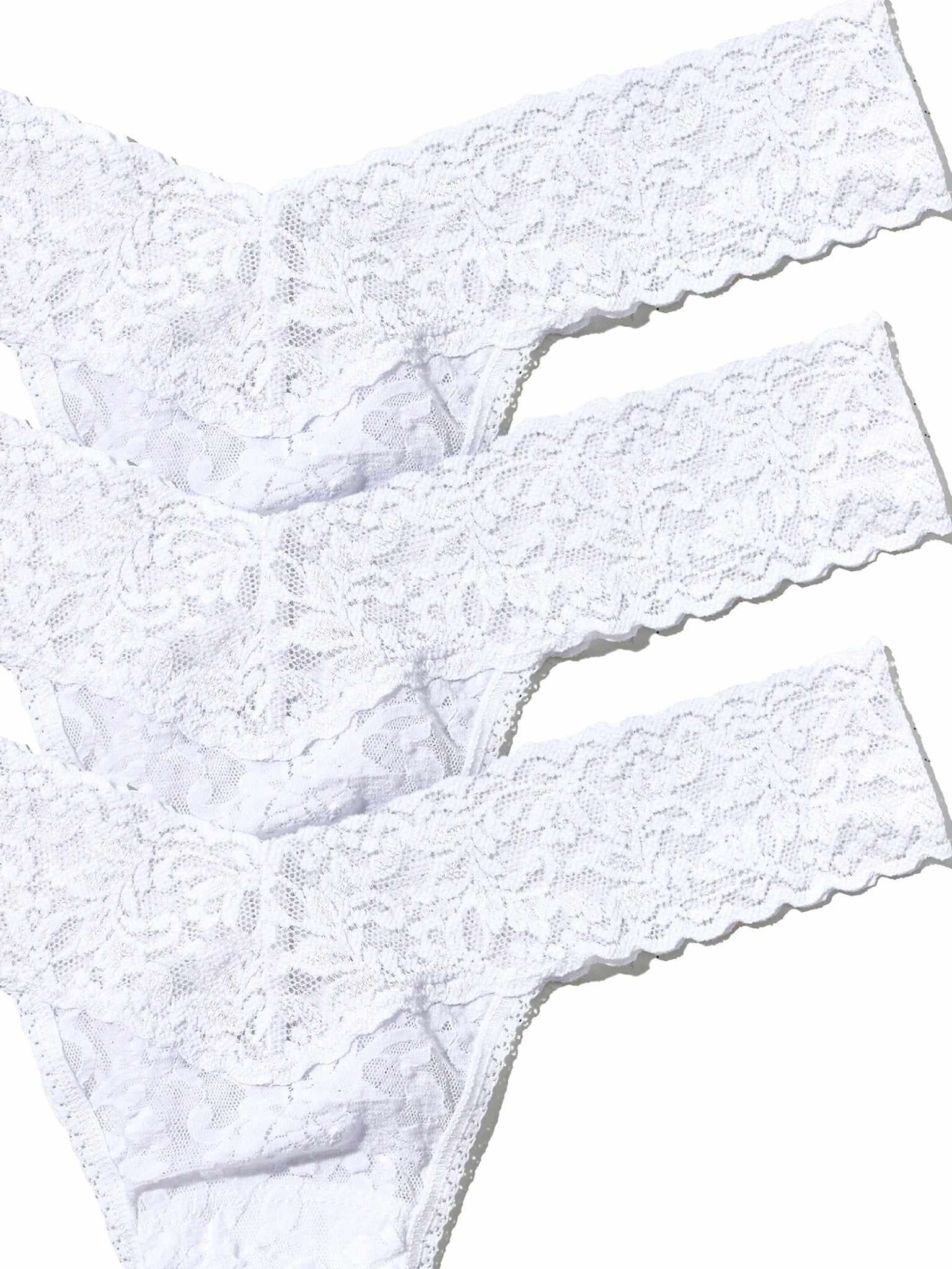 3 Pack Signature LaceĀ® Low Rise Thongs White - Image 3