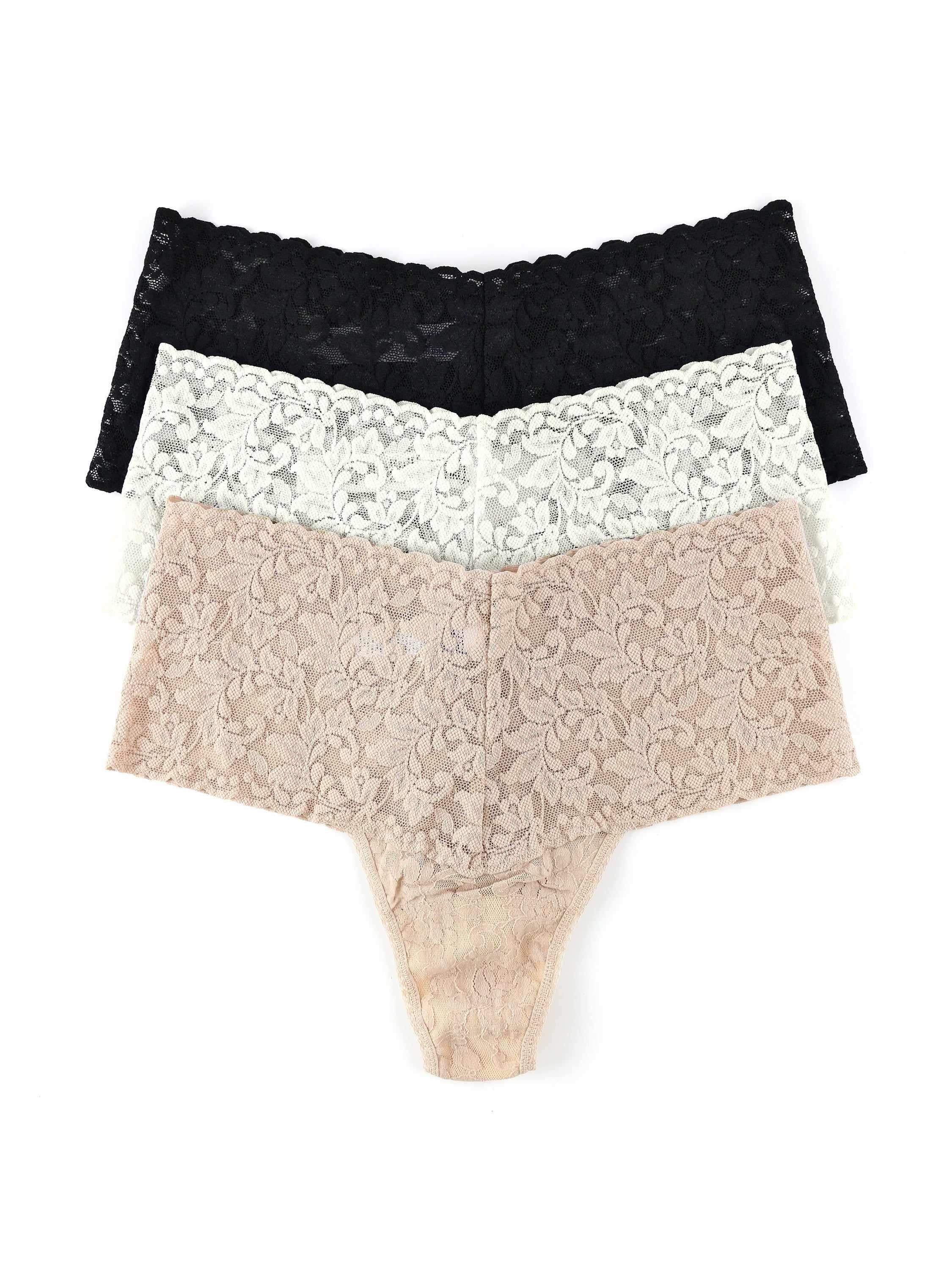 3 Pack Retro Lace Thong