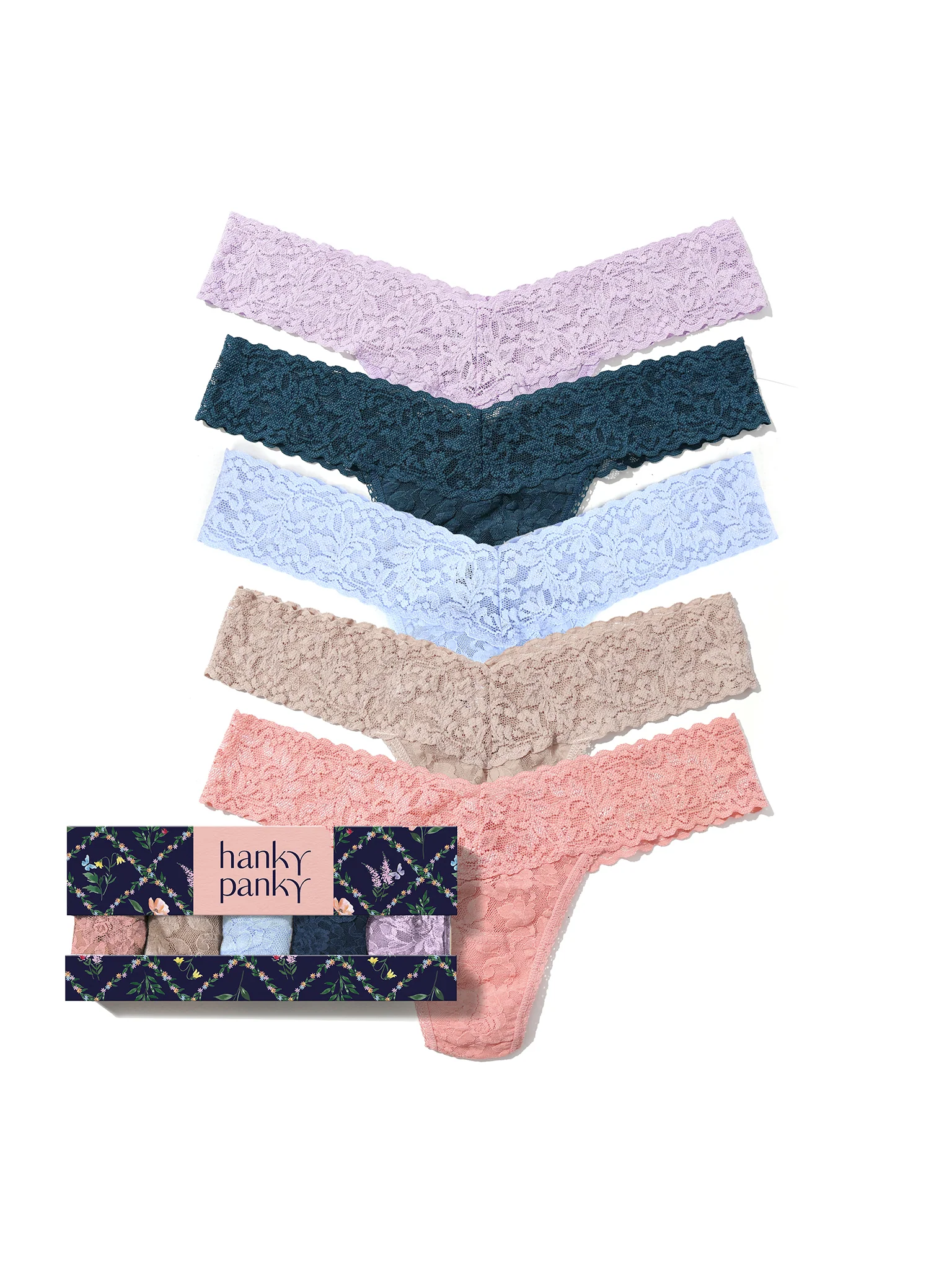 5 Pack Signature LaceĀ® Low Rise Thongs In Printed Box Lavender Fields Sale