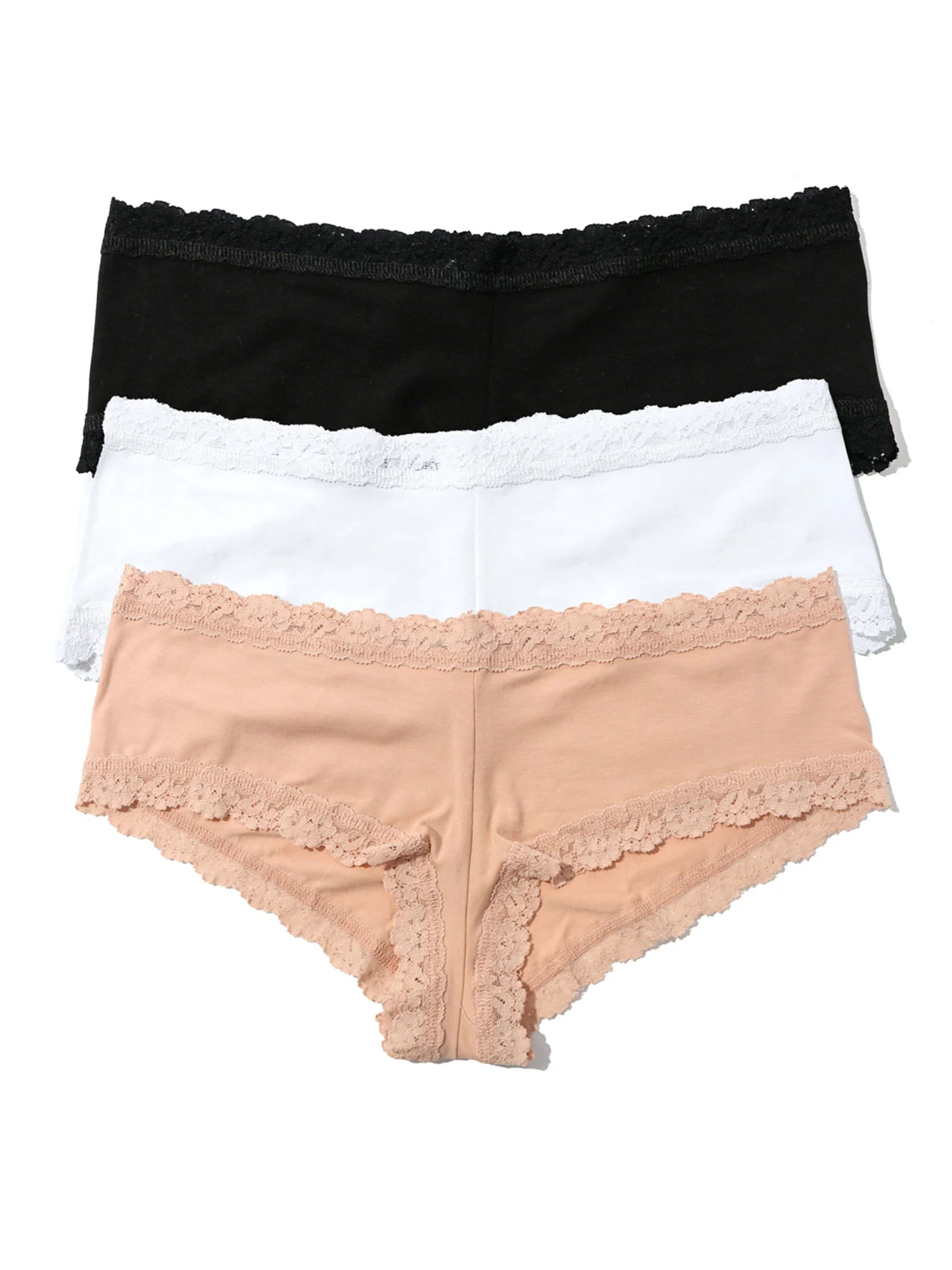 Cotton Boyshort 3 Pack Black White Chai
