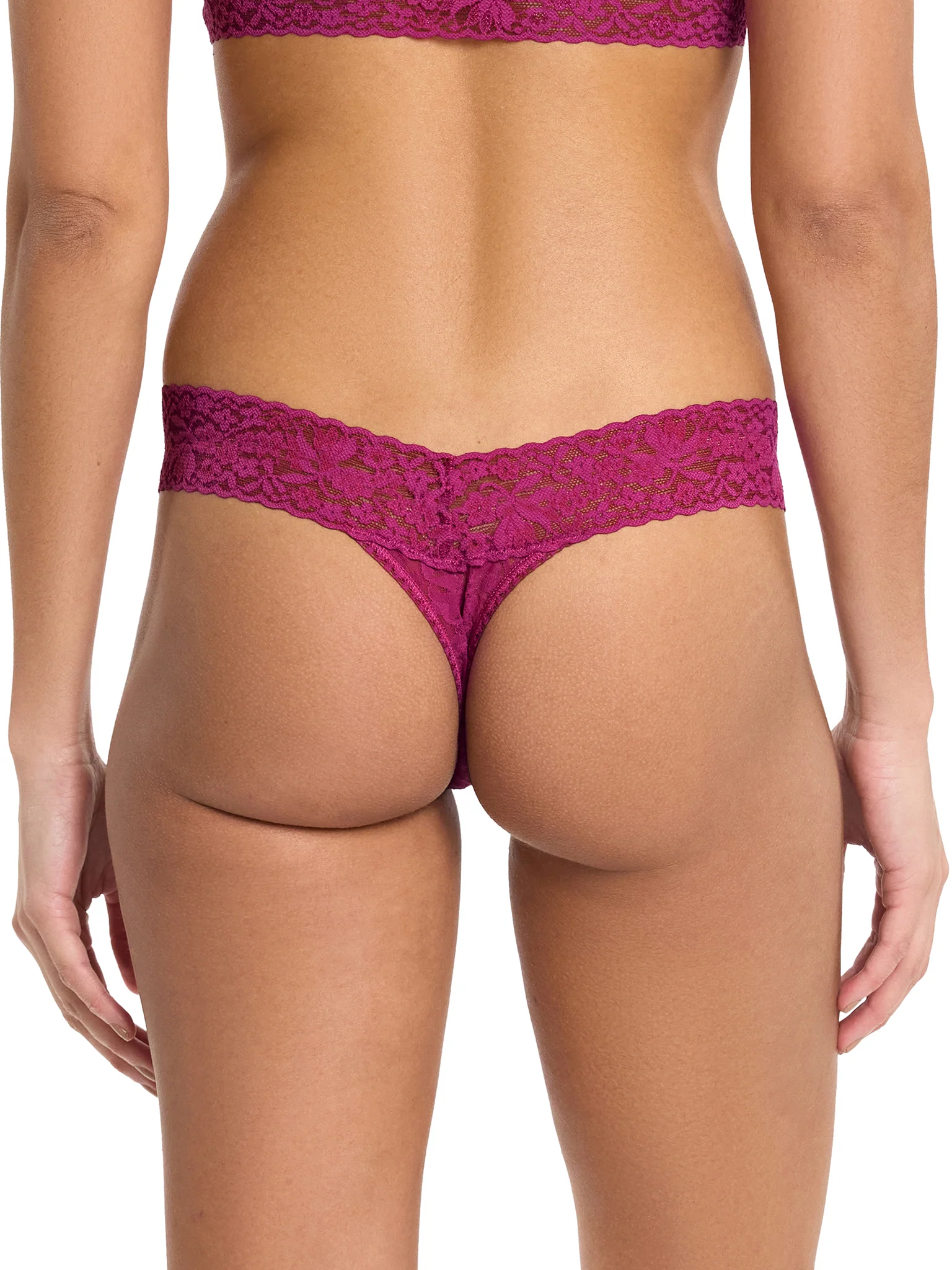 Flora Lace Low Rise Thong Picking Plums Pink Sale - Image 2