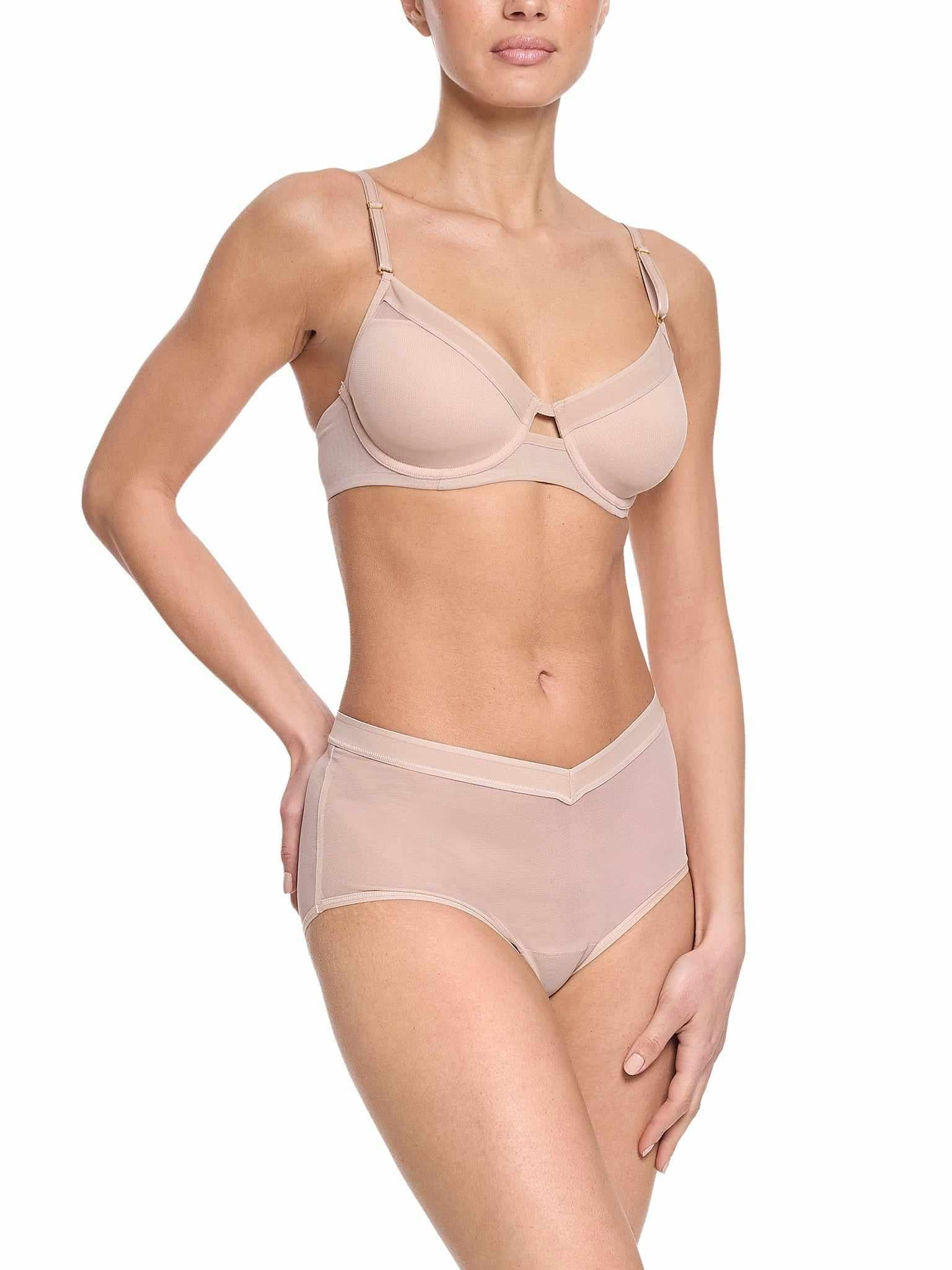 Lined Mesh Plunge Bra Chai Sale - Image 4
