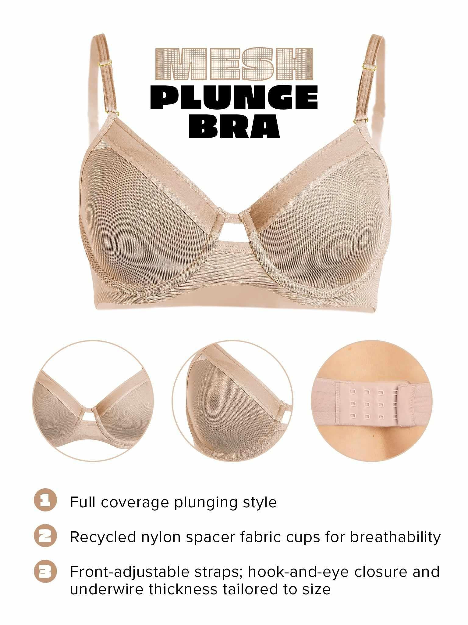 Lined Mesh Plunge Bra Chai Sale - Image 5