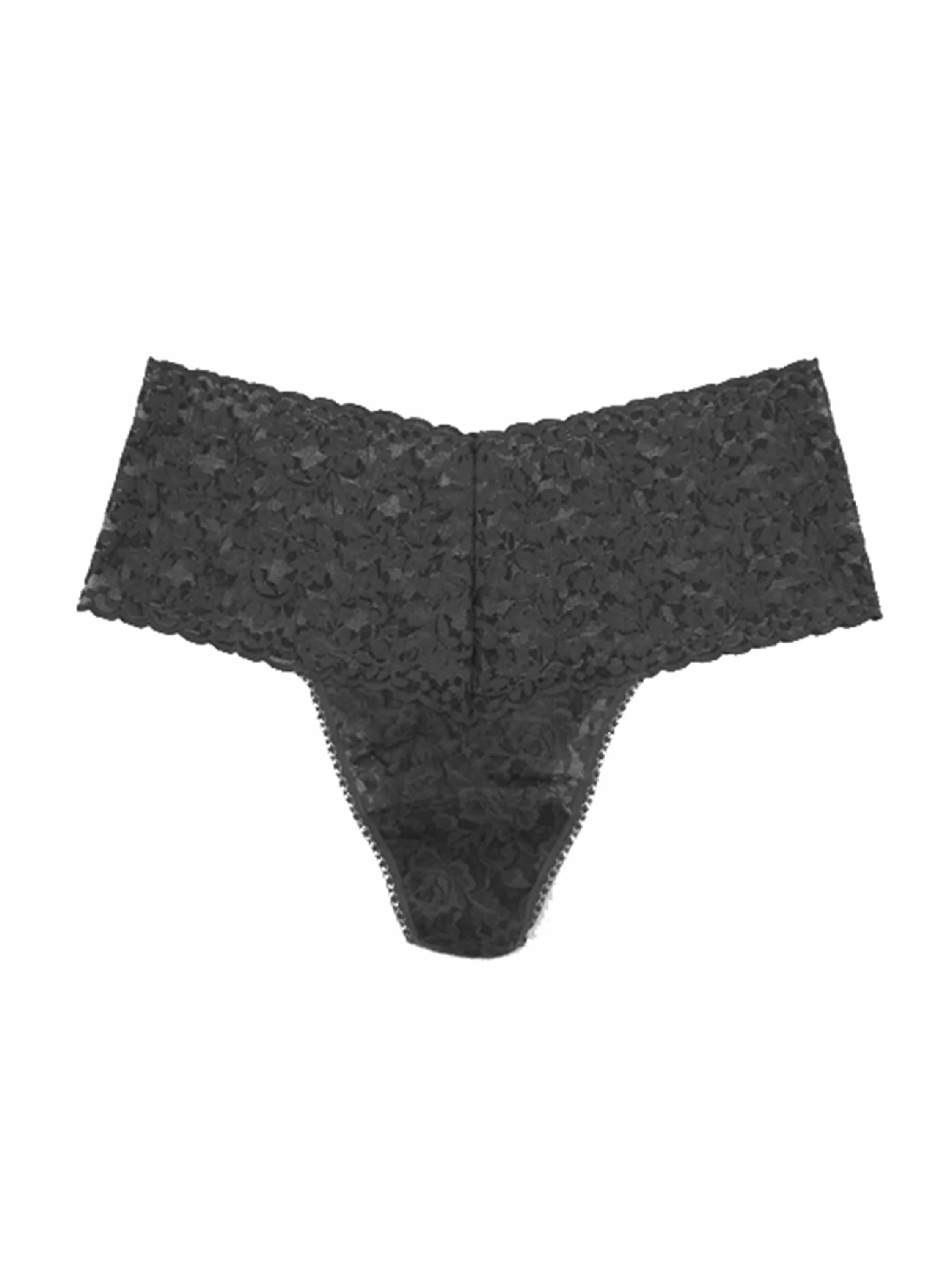 Plus Size Retro Lace Thong Granite Grey - Image 5