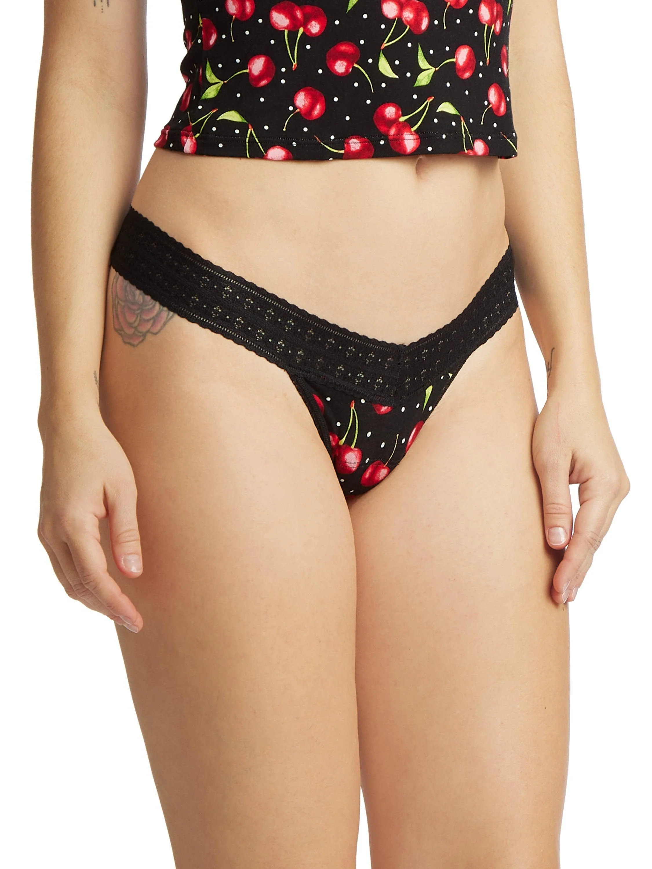 Printed DreamEase™ Low Rise Thong Cherry Bomb Sale