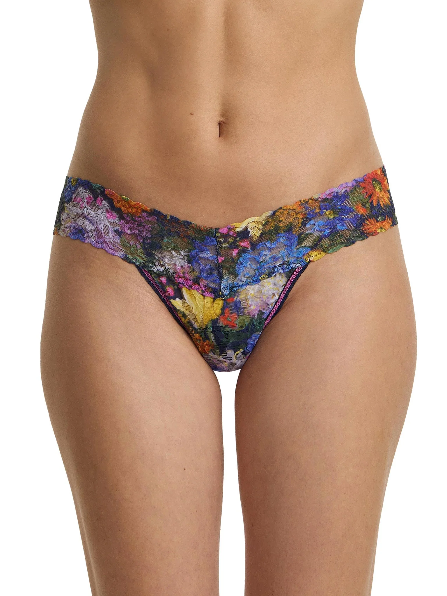 Printed Signature LaceĀ® Low Rise Thong Impressionist Floral Print