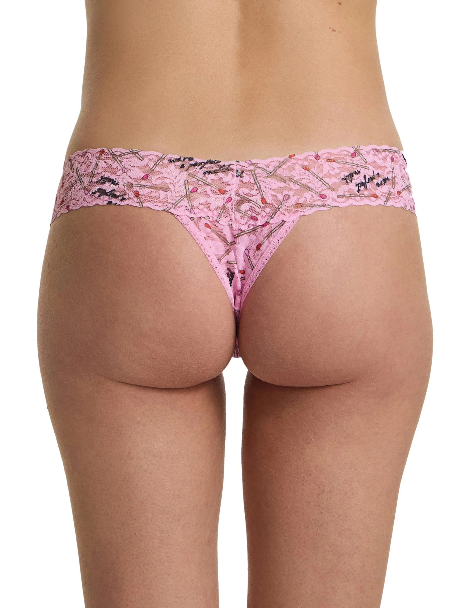 Printed Signature LaceĀ® Low Rise Thong Perfect Match Pink Sale - Image 2