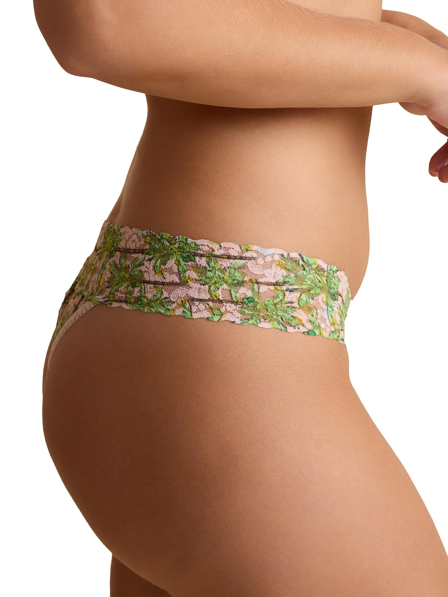 Printed Signature Lace® Original Rise Thong Palm Breeze Pink - Image 3
