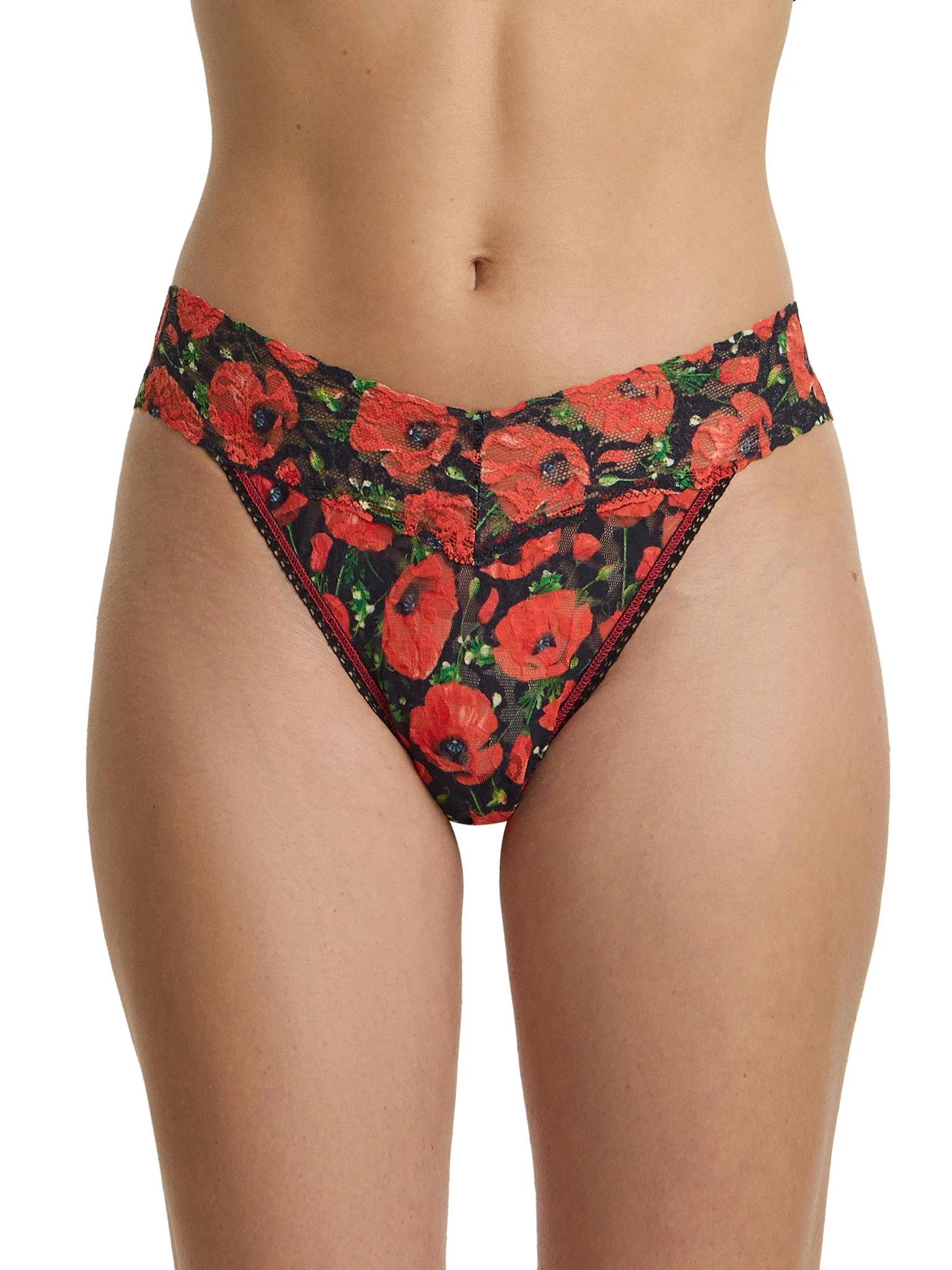 Printed Signature Lace® Original Rise Thong Poppy Holiday - Red/Black Sale