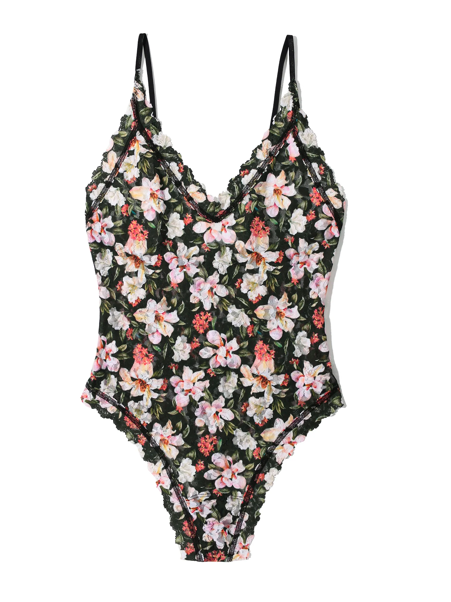 Printed Signature LaceĀ® Thong Back Bodysuit Dark Room Blooms Sale - Image 3