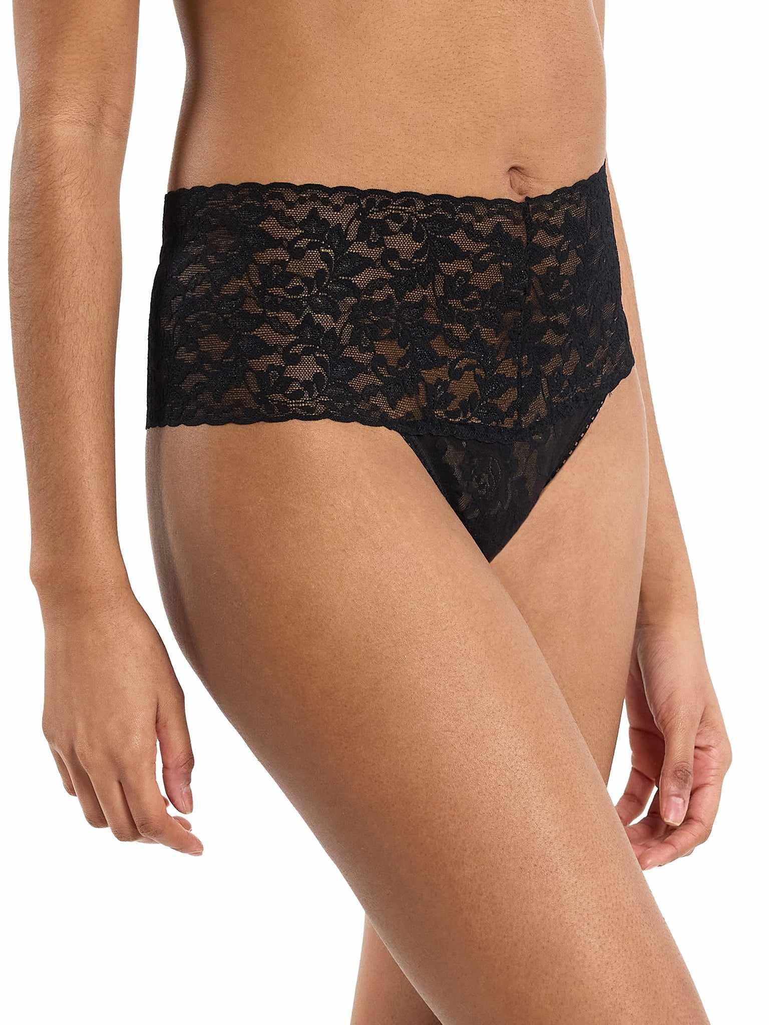Retro Lace Thong Black - Image 4
