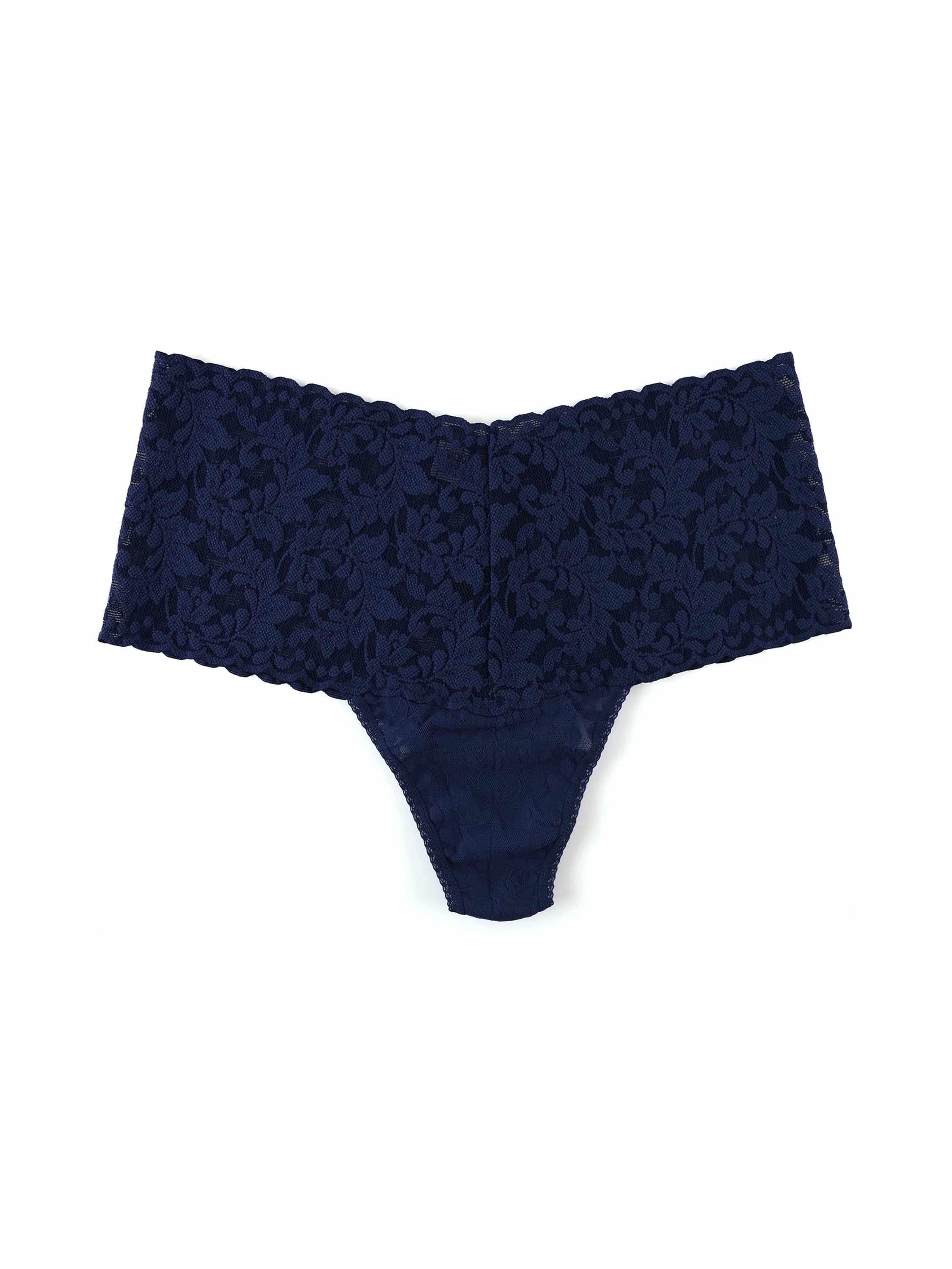 Retro Lace Thong Navy - Image 3