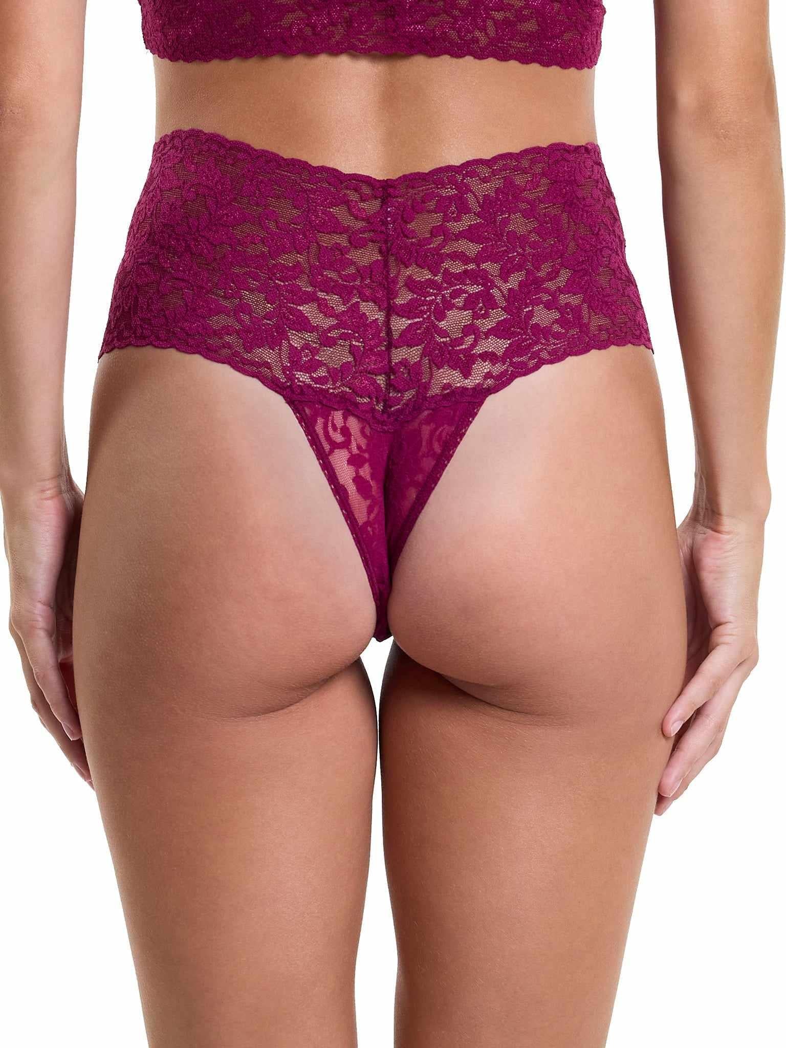 Retro Lace Thong Sugar Plum Red Sale - Image 2