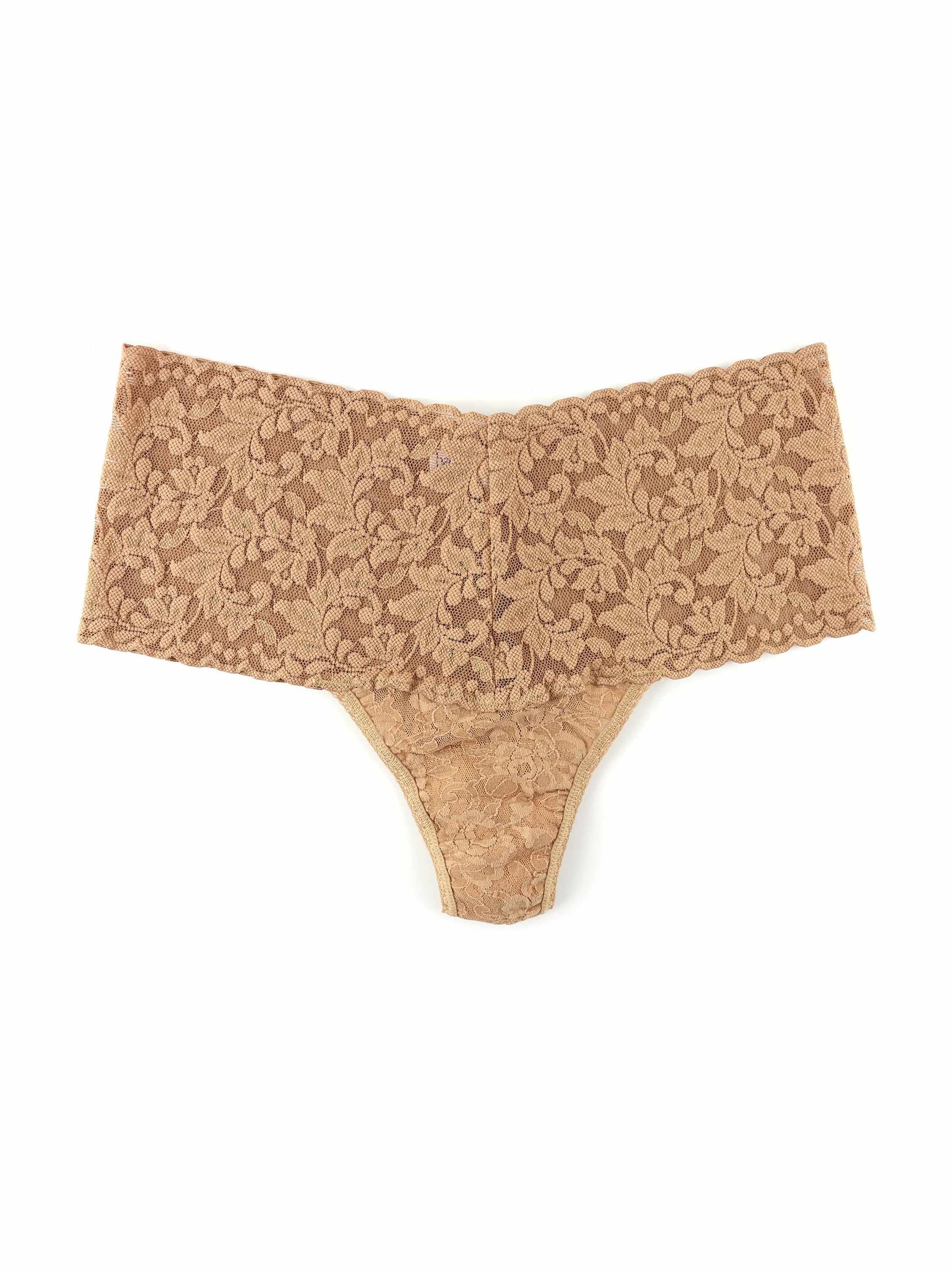 Retro Lace Thong Sun Tan - Image 3