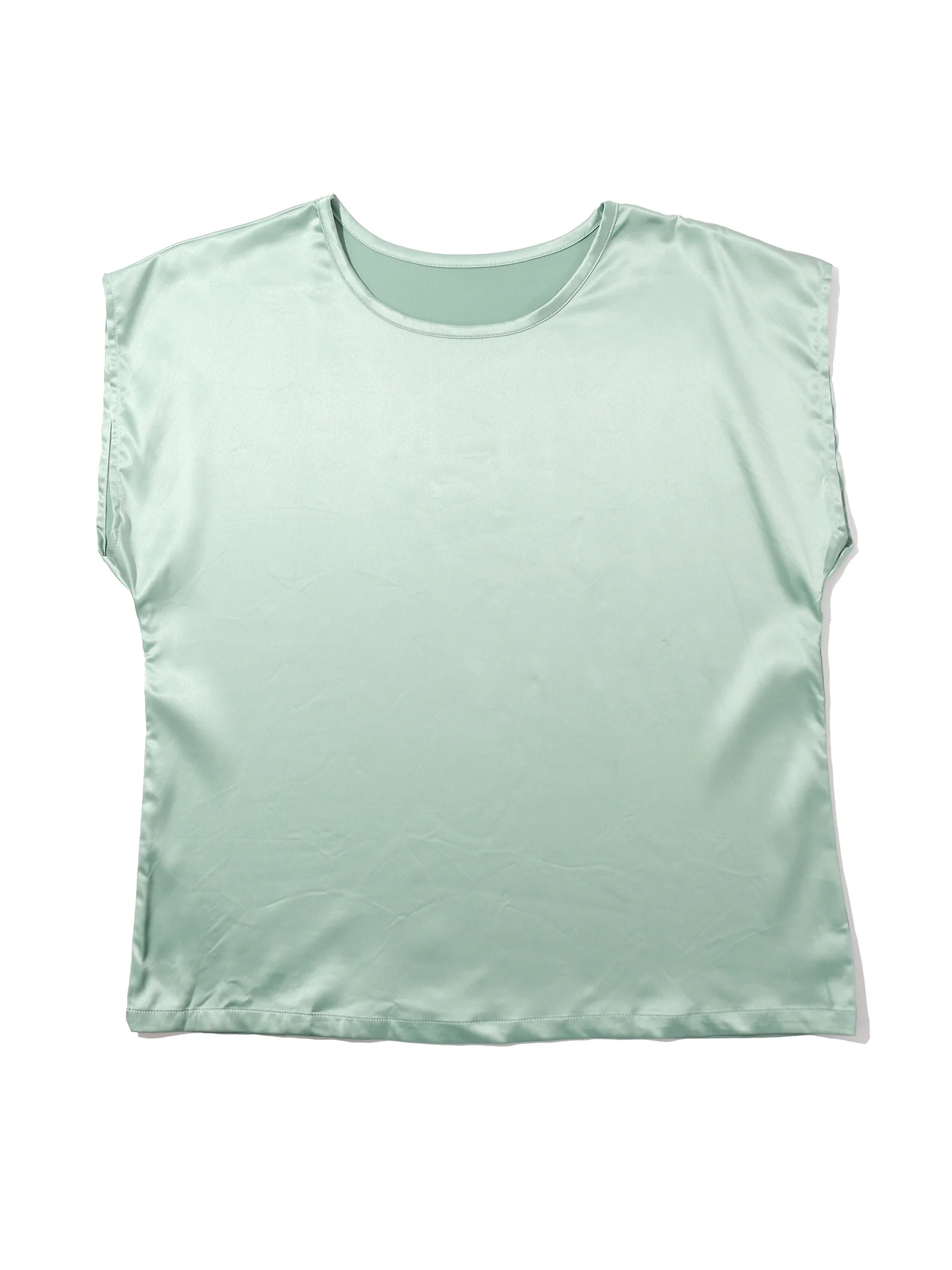 Satin Sleep Cap Sleeve Tee Green Tea Sale - Image 5