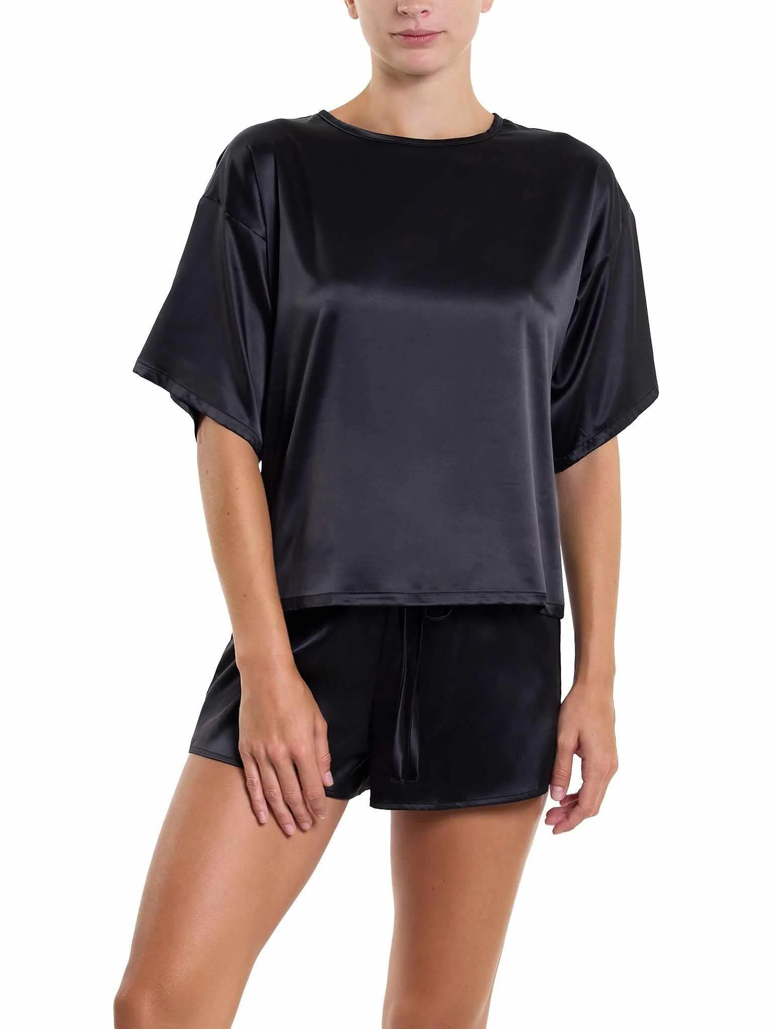 Satin Sleep Tee Black Sale