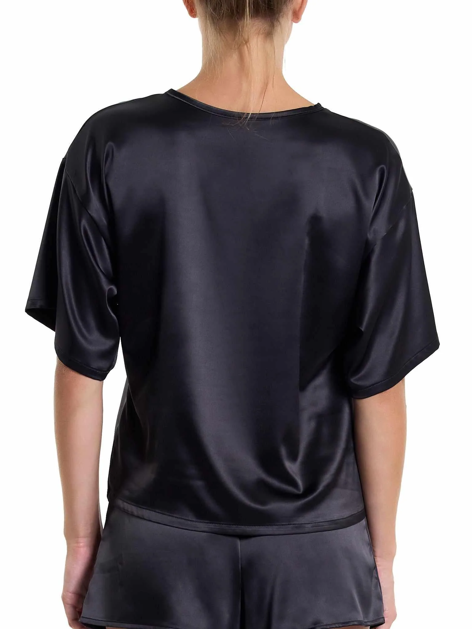 Satin Sleep Tee Black Sale - Image 2