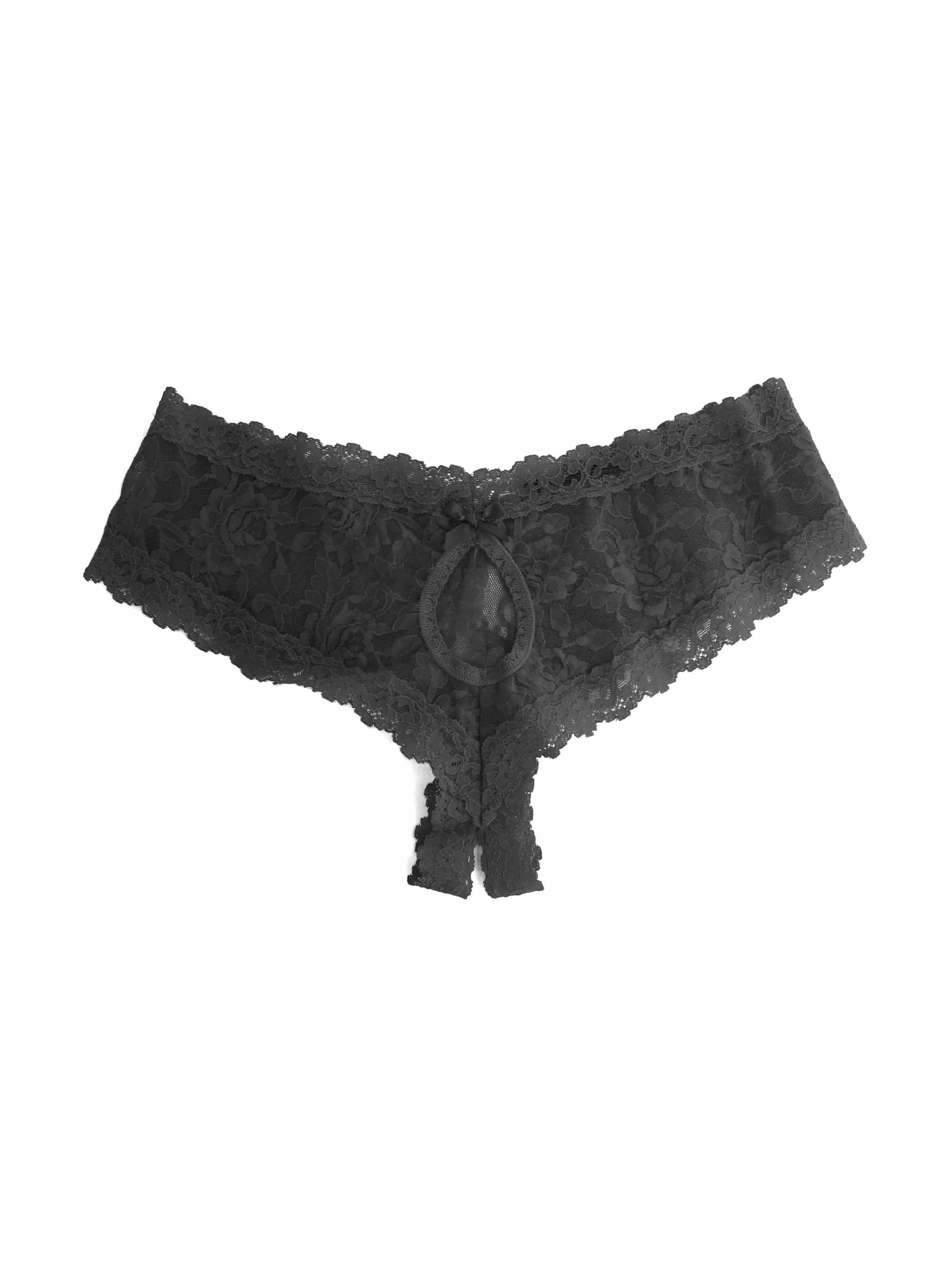 &oh™ Signature Lace® Crotchless Cheeky Hipster Black - Image 3