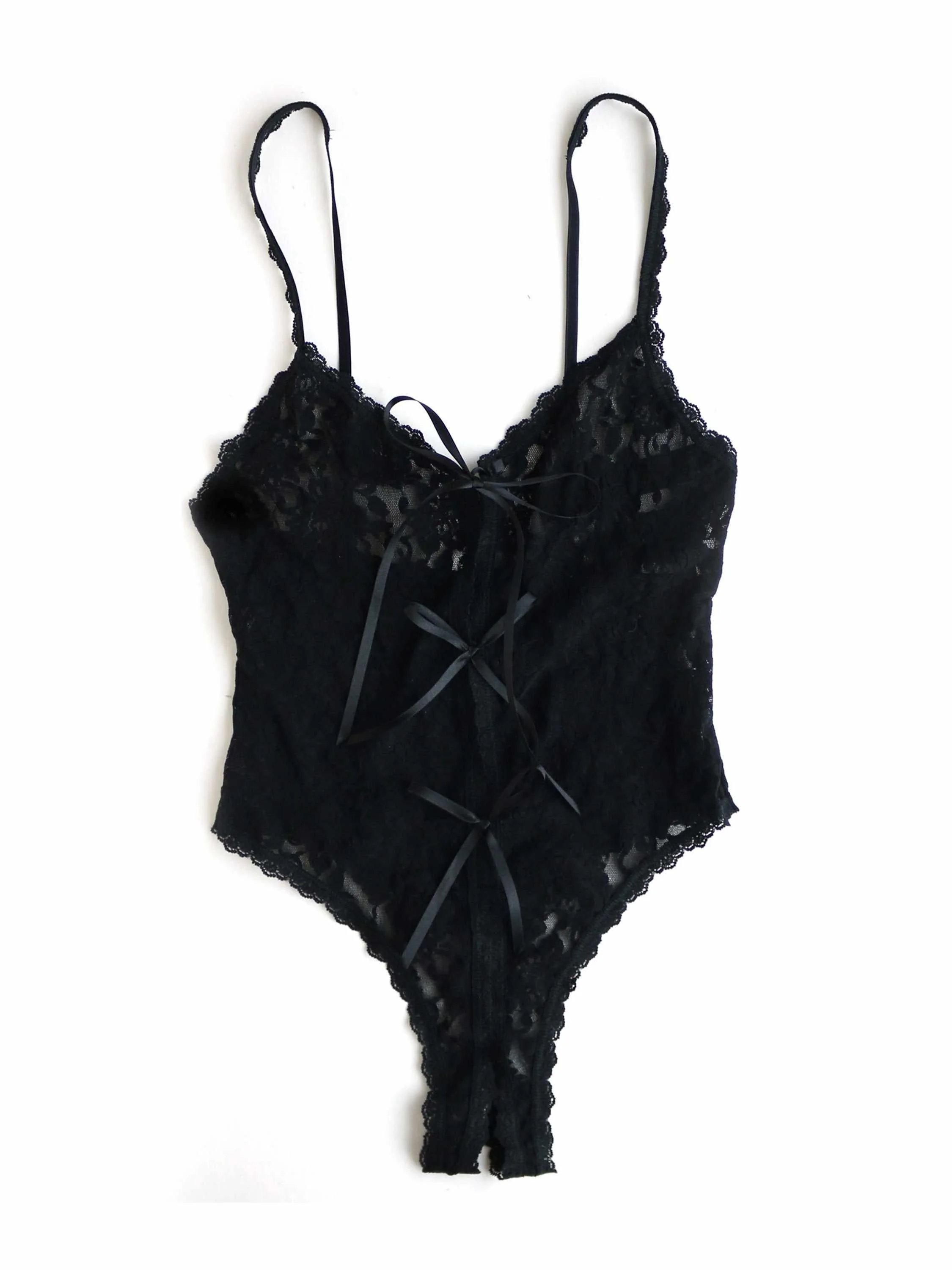&oh™ Signature Lace® Crotchless Teddy Black - Image 6
