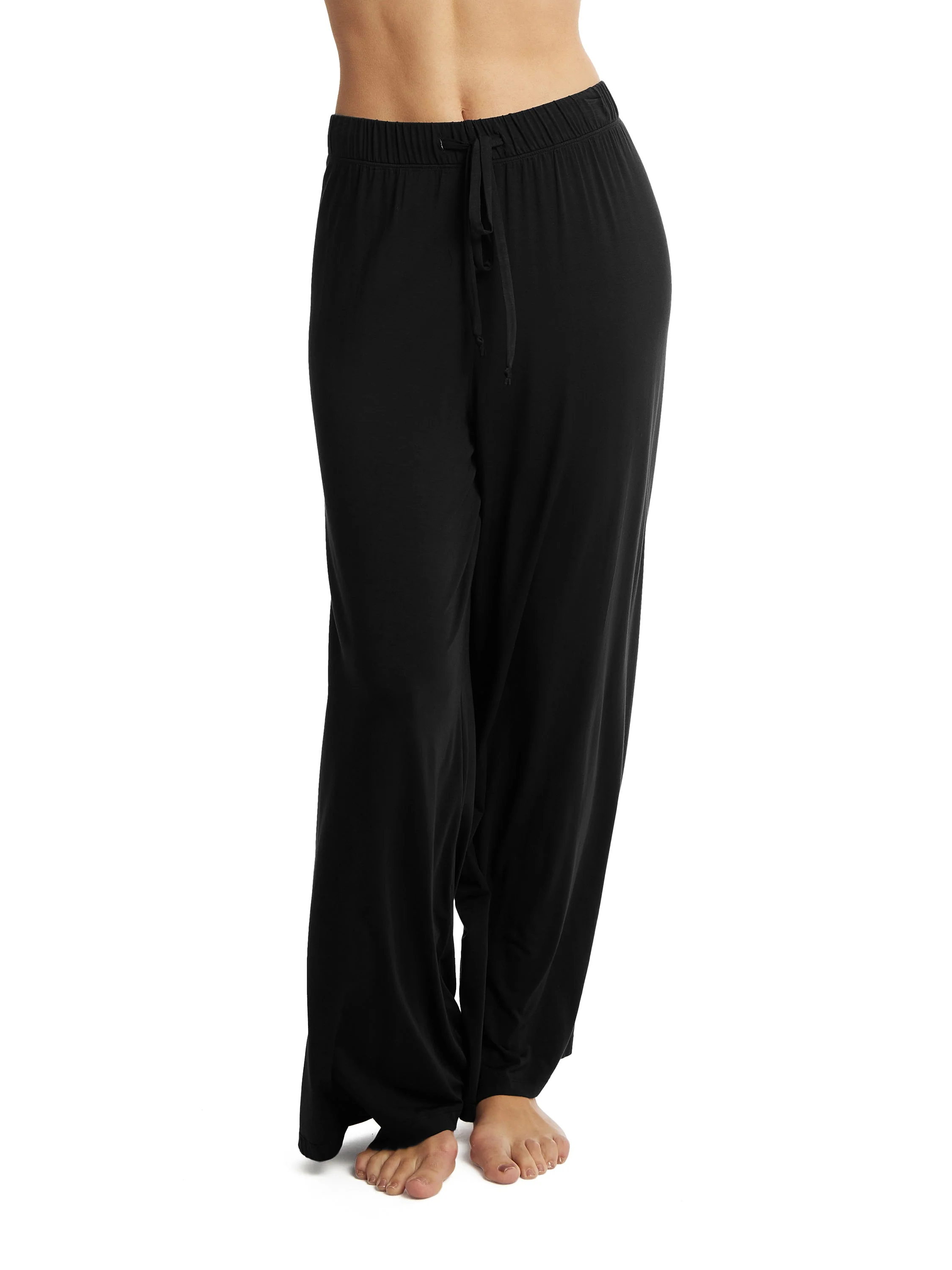 Unwind Modal Drawstring Wide Leg Pant Black