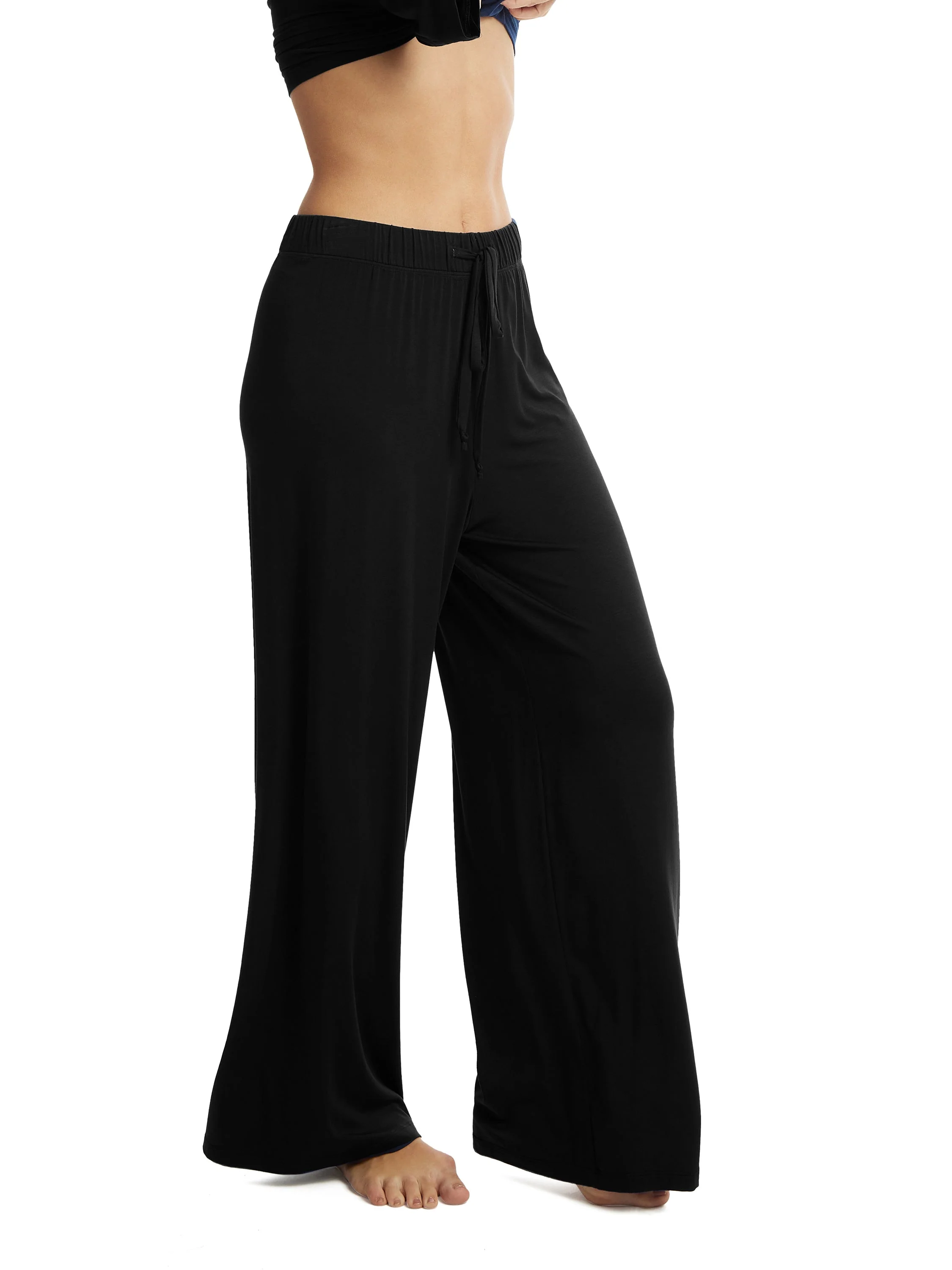Unwind Modal Drawstring Wide Leg Pant Black - Image 2