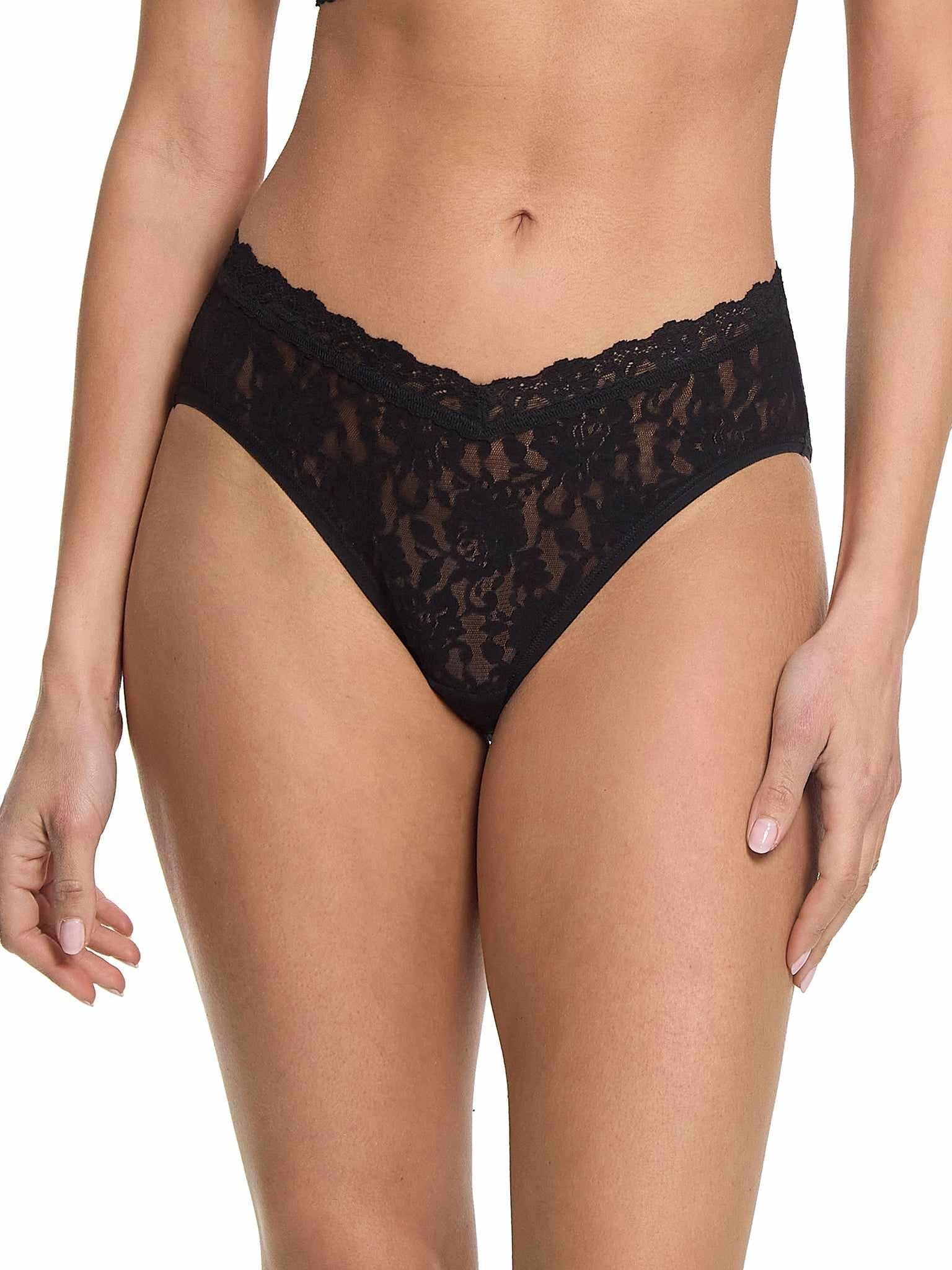 Signature LaceĀ® V-Front High Cut Brief Black