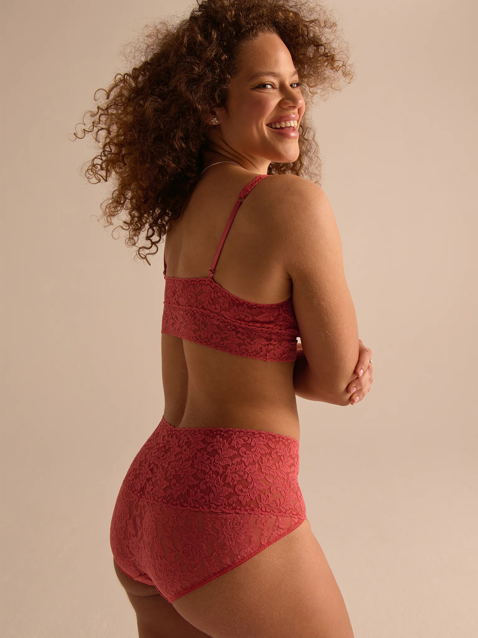 V-Neck Retro Lace Bralette Naples Red Sale - Image 3