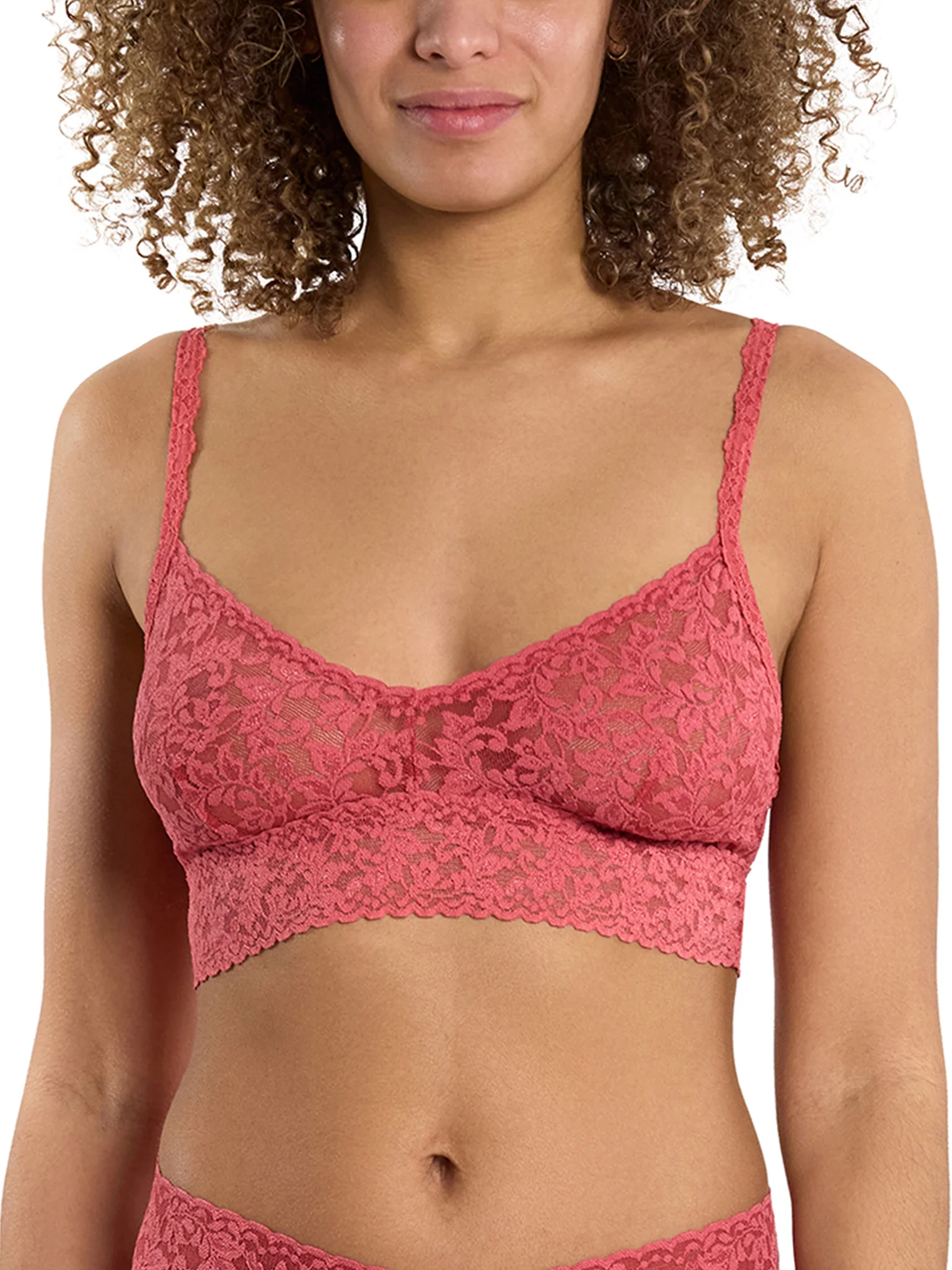 V-Neck Retro Lace Bralette Naples Red Sale - Image 4