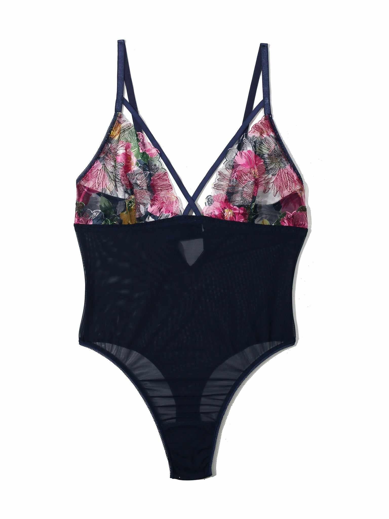 &oh Wildly Blooming Strappy Bodysuit Dark Sky Blue Sale - Image 3