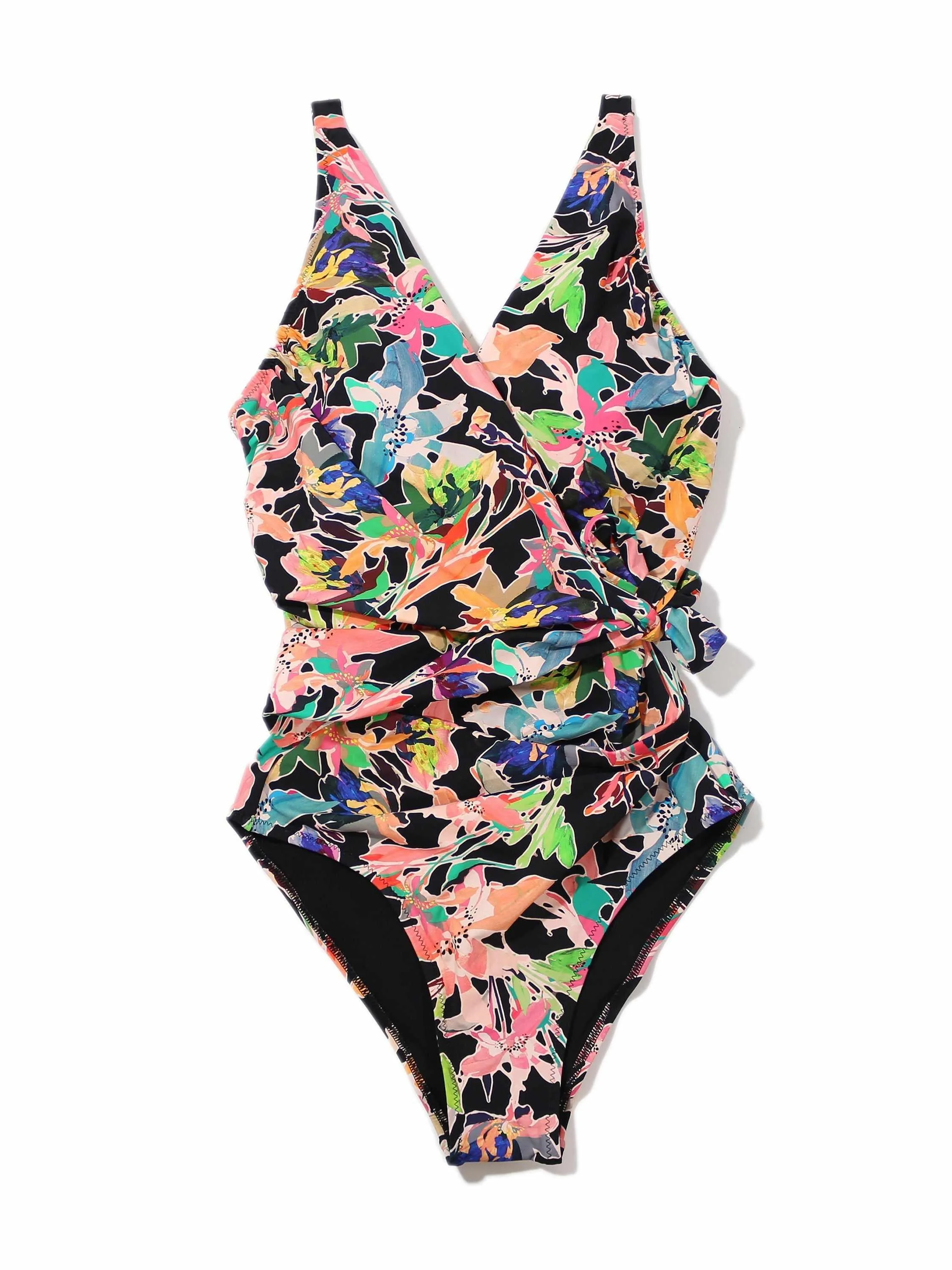 Wide Strap Wrap One Piece Swimsuit Unapologetic Sale - Image 2